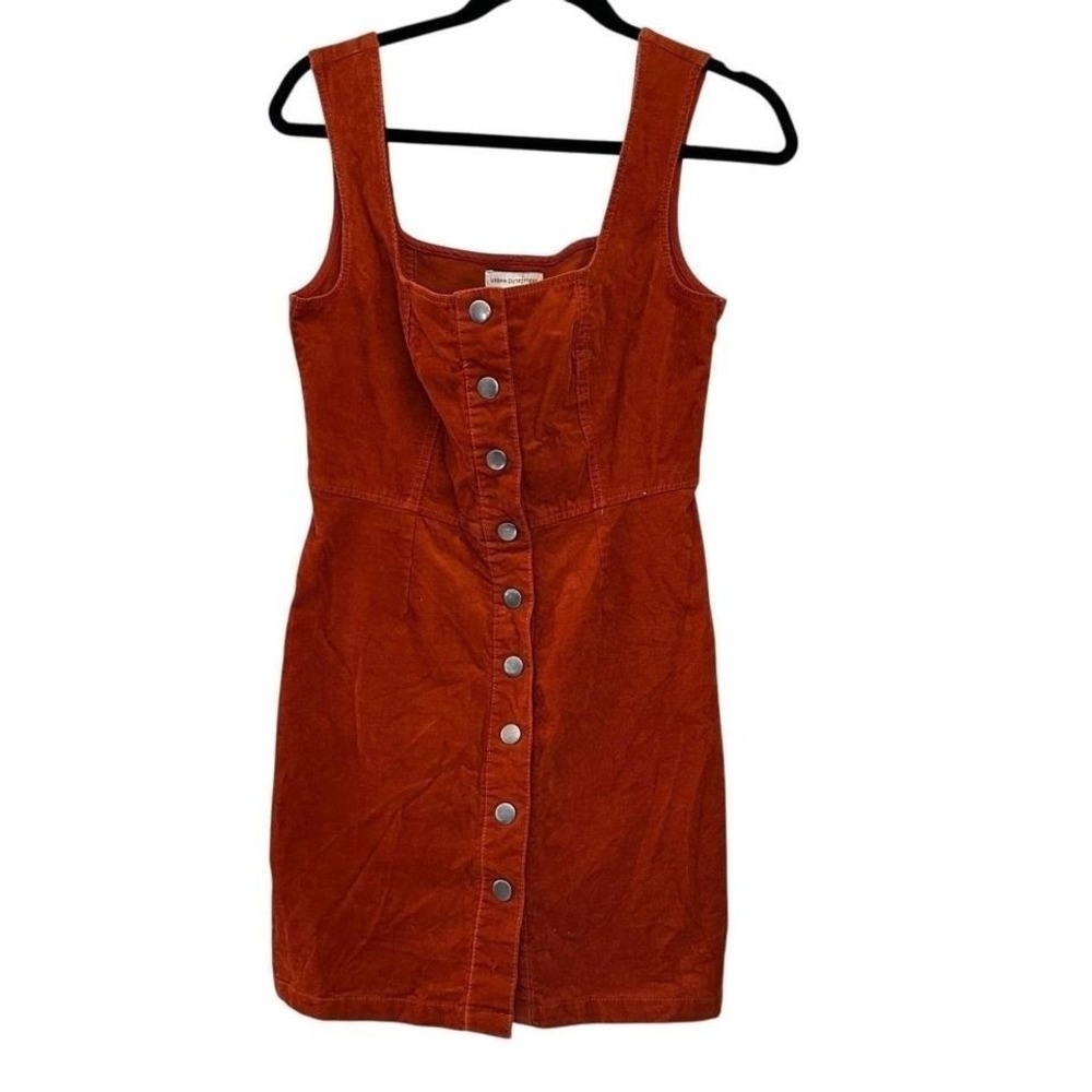 Urban Outfitters Burnt Orange Corduroy Snap Front Mini‎ Dress Size 2